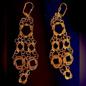 Gold Dangle Circle Design Earrings